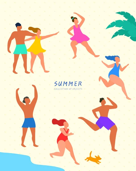 Collection Various Summer Object Illustrations — Stock Vector