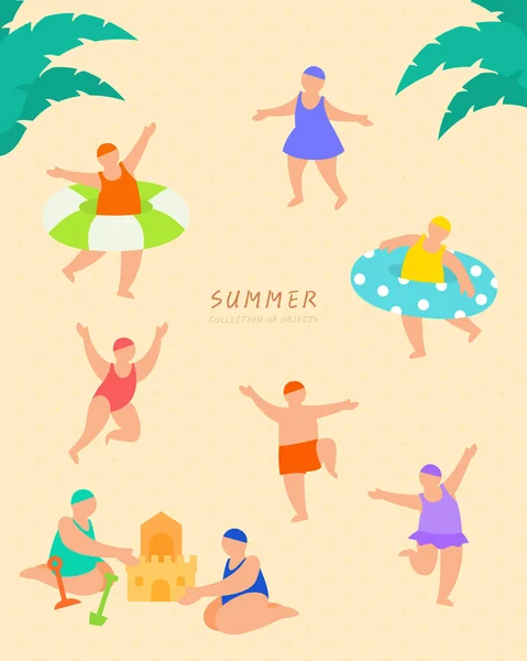 Collection Various Summer Object Illustrations — Stock Vector