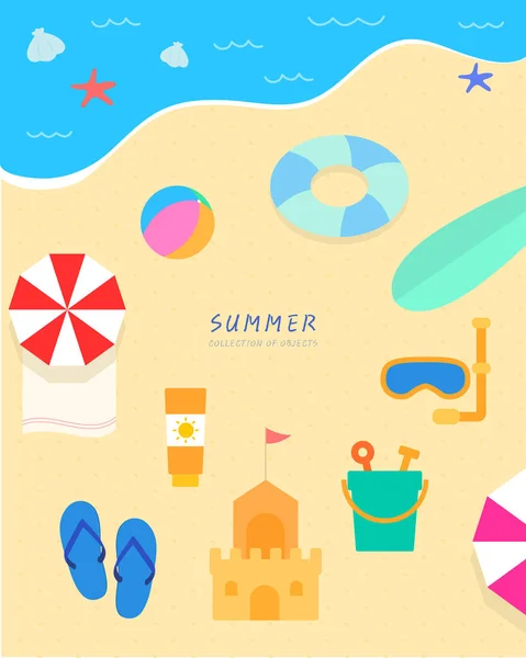 Collection Various Summer Object Illustrations — Stock Vector