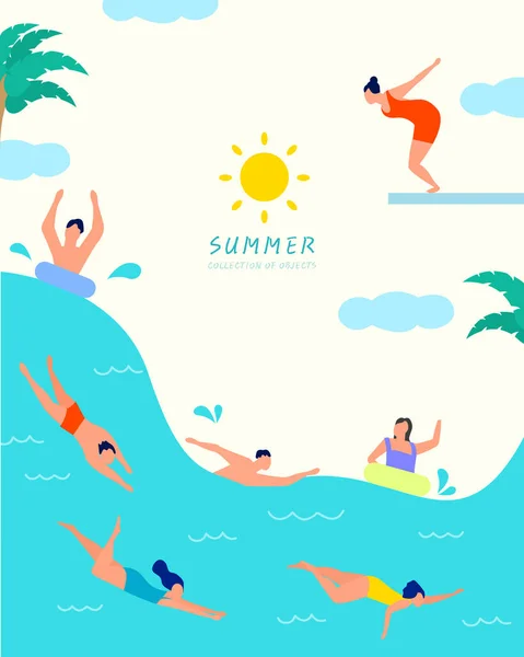 Coleção Várias Ilustrações Objetos Verão — Vetor de Stock