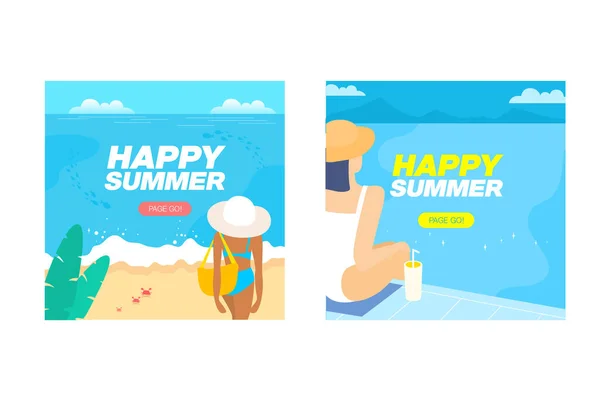 Summer Event Web Banner Collection — Vetor de Stock