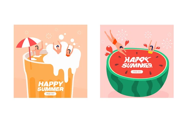 Summer Event Web Banner Collection — Vetor de Stock