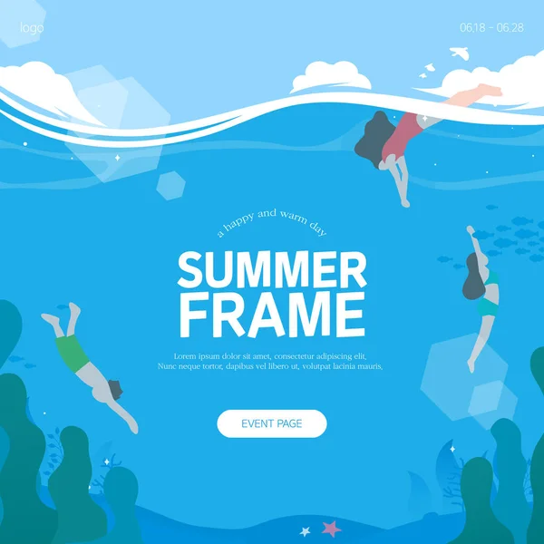 Cool Summer Accueillant Frame Design — Image vectorielle