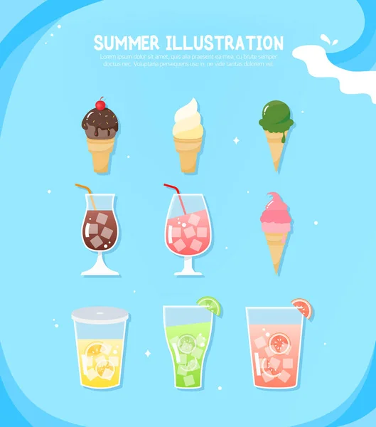 Cool Summer Gerelateerde Object Illustratie — Stockvector