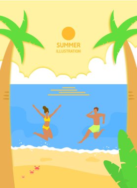 Rahatlamış yaz arkaplan illüstrasyon koleksiyonu 