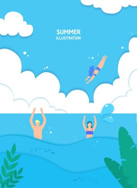 Rahatlamış yaz arkaplan illüstrasyon koleksiyonu 