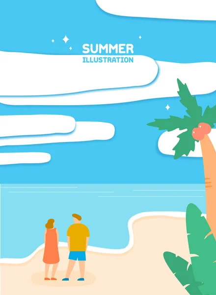 Relaxado Verão Fundo Ilustração Coleção — Vetor de Stock