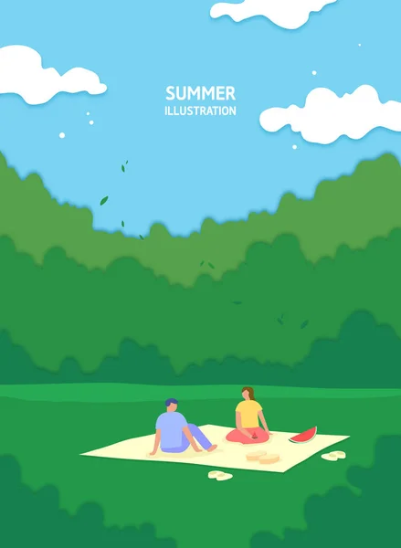 Relaxed Summer Background Illustration Collection — Stock Vector