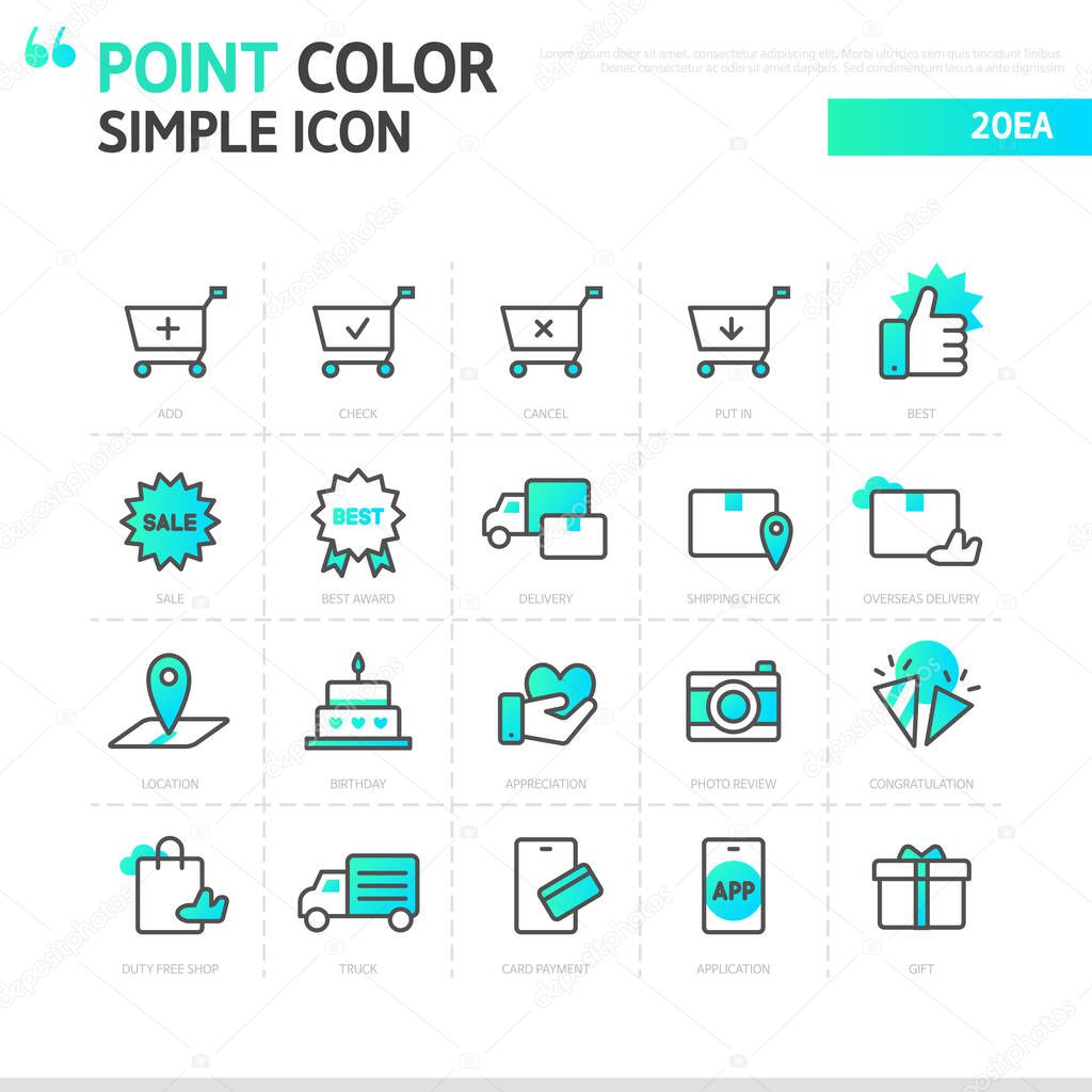 Gradient point color simple Shopping icon