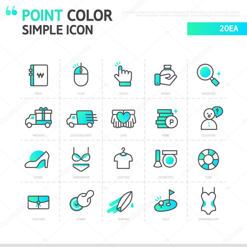 Gradient point color simple Shopping icon