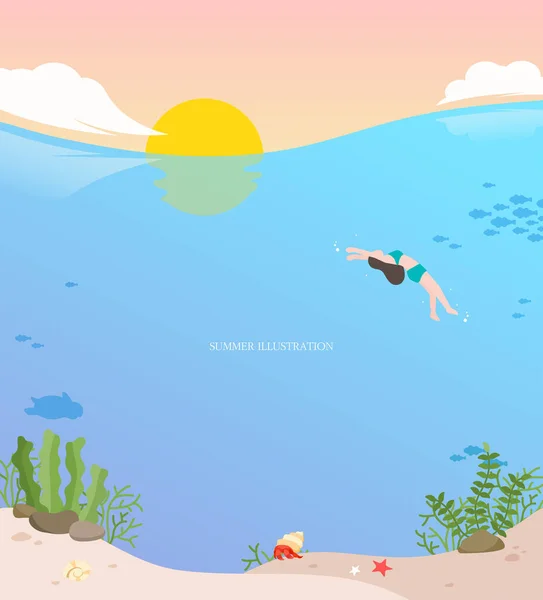 Summer Welcome Slim Background Illustration — Stock Vector