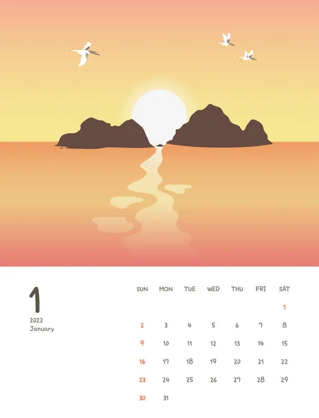 2022 Projeto Bonito Ilustração Calendário — Vetor de Stock