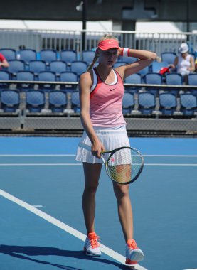 Junior tennis player Dayana Yastremska of Ukraine in action during her round 3 match at Australian Open 2016