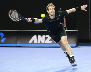 Avustralya Açık onun 2016 final maçı sırasında eylem Grand Slam şampiyonu Andy Murray, Birleşik Krallık
