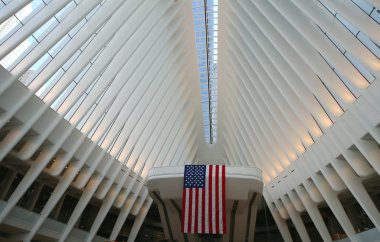 Inside the Oculus of the New World Trade Center Transportation Hub designed by Santiago Calatrava