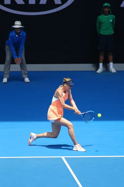 Cinco veces campeona del Grand Slam María Sharapova de Rusia en acción durante el partido de cuartos de final en el Abierto de Australia 2016 — Foto de Stock