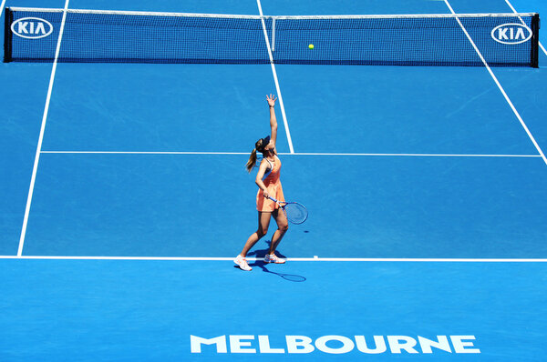 Five times Grand Slam champion Maria Sharapova of Russia in action during quarterfinal match  at Australian Open 2016