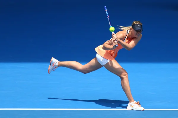 Five times Grand Slam champion Maria Sharapova of Russia in action during quarterfinal match  at Australian Open 2016 — Stock Photo, Image