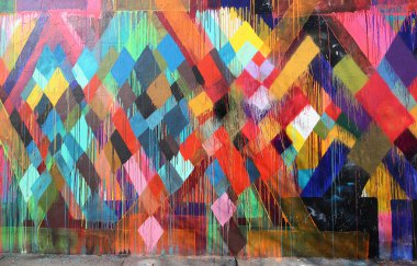Mural art by artist Maya Hayuk at East Williamsburg in Brooklyn