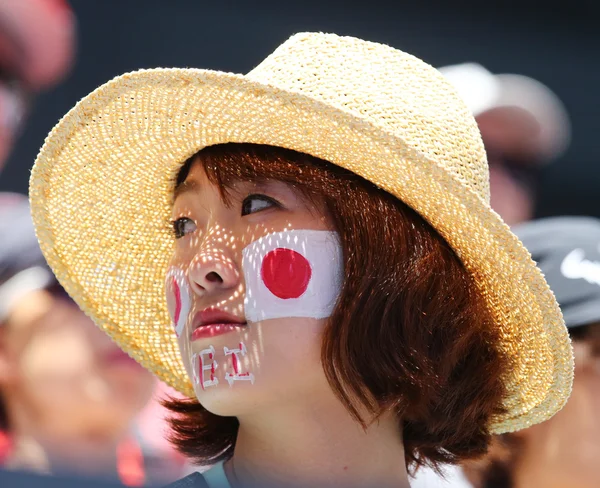 Japanese tennis fan during Australian Open 2016 at Australian tennis center in Melbourne Park — Stockfoto