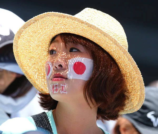 Japanese tennis fan during Australian Open 2016 at Australian tennis center in Melbourne Park — Stock Photo, Image