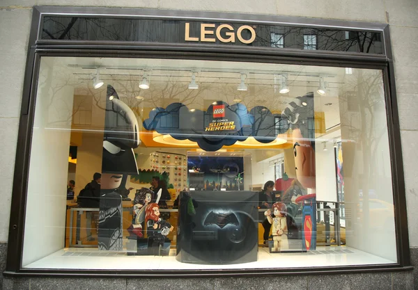 Lego Store window display in Rockefeller Center in Midtown