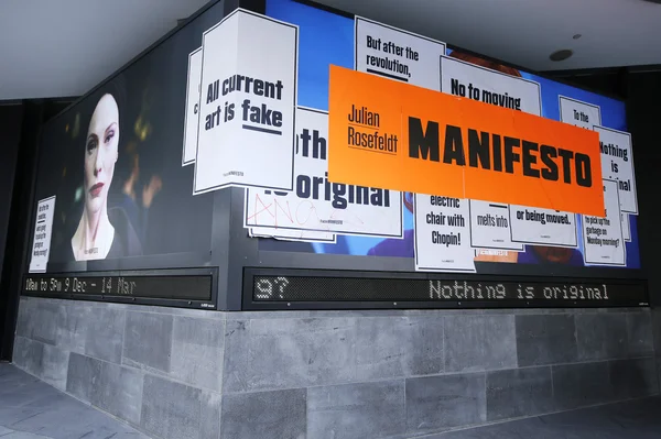 Film installation presents Julian Rosefeldt in Manifesto at ACMI. — ストック写真