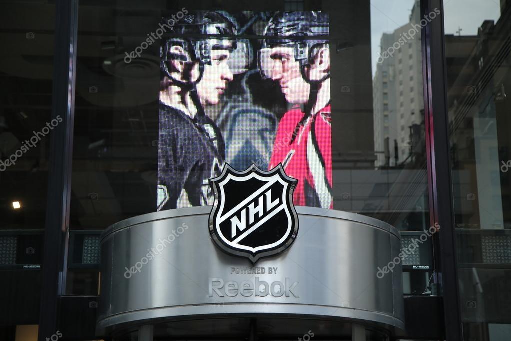 NEW YORK - MARCH 10, 2016: The NHL shop windows decoration in Manhattan.