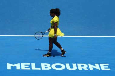 Yirmi bir kez Grand Slam şampiyonu Serena Williams Avustralya Açık 2016 onun çeyrek final maçında sırasında eylem