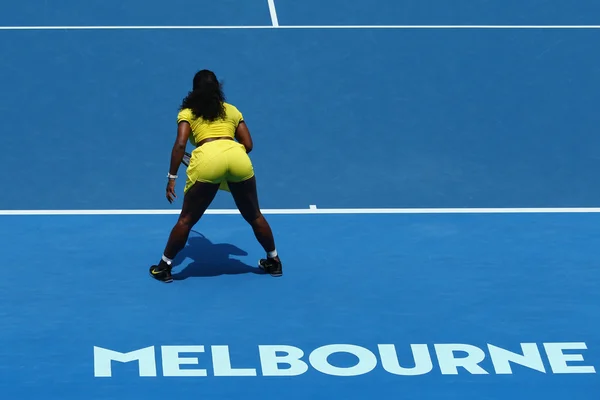 Twenty one times Grand Slam champion Serena Williams in action during her quarter final match at Australian Open 2016 — Stock Photo, Image