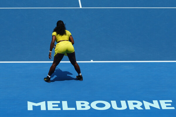 Twenty one times Grand Slam champion Serena Williams in action during her quarter final match at Australian Open 2016