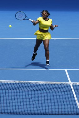 Yirmi bir kez Grand Slam şampiyonu Serena Williams Avustralya Açık 2016 4 maç yuvarlak onu sırasında eylem