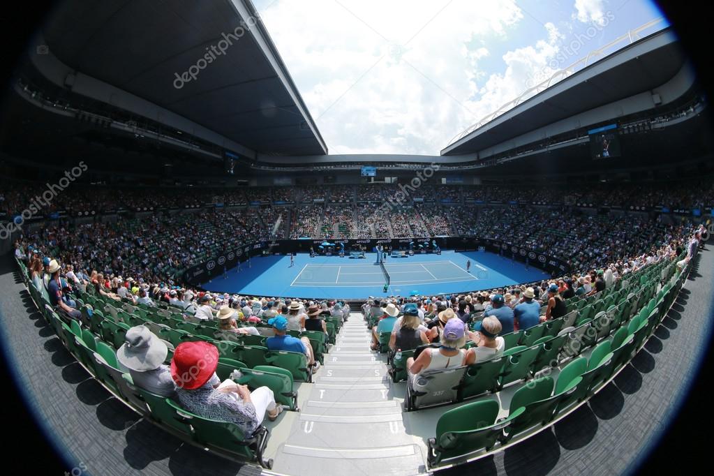 MELBOURNE, AUSTRALIA - JANUARY 28, 2016: Rod Laver arena during Australian Open 2016 match at Australian tennis center in Melbourne Park. It is the main venue for the Australian Open since 1988