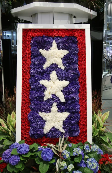 "Amérique la belle "décoration de fleurs à thème lors du célèbre Macy's Annual Flower Show — Photo