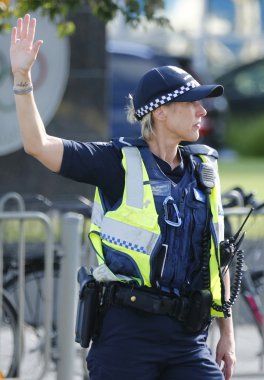 Victoria polis memuru Olympic Park Melbourne'de güvenlik sağlama