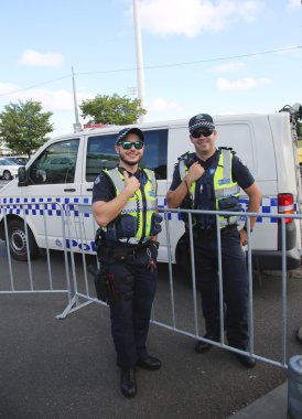 Victoria polis memuru Olympic Park Melbourne'de güvenlik sağlama