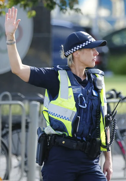 Вікторія Констебль поліція гарантування безпеки в Олімпійському парку в Мельбурні — стокове фото