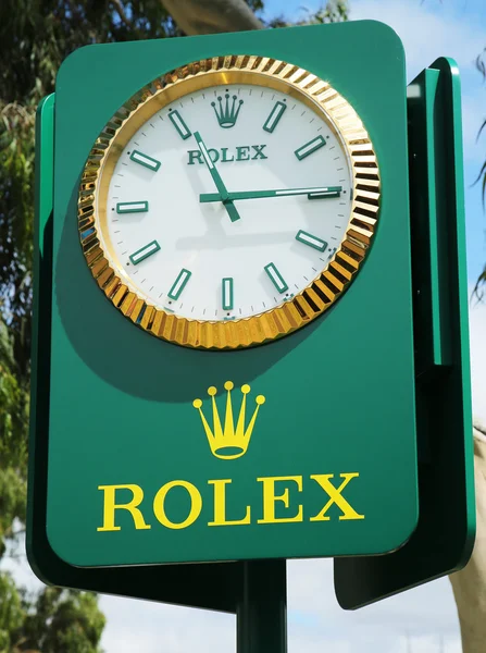 Melbourne Park'ta düzenlenen Avustralya Açık 2016'da Ulusal Tenis Merkezi'nde Rolex saati — Stok fotoğraf