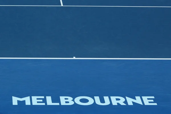 Melbourne Park Avustralyalı Tenis Merkezi Rod Laver Arena'da ikonik Melbourne işareti — Stok fotoğraf