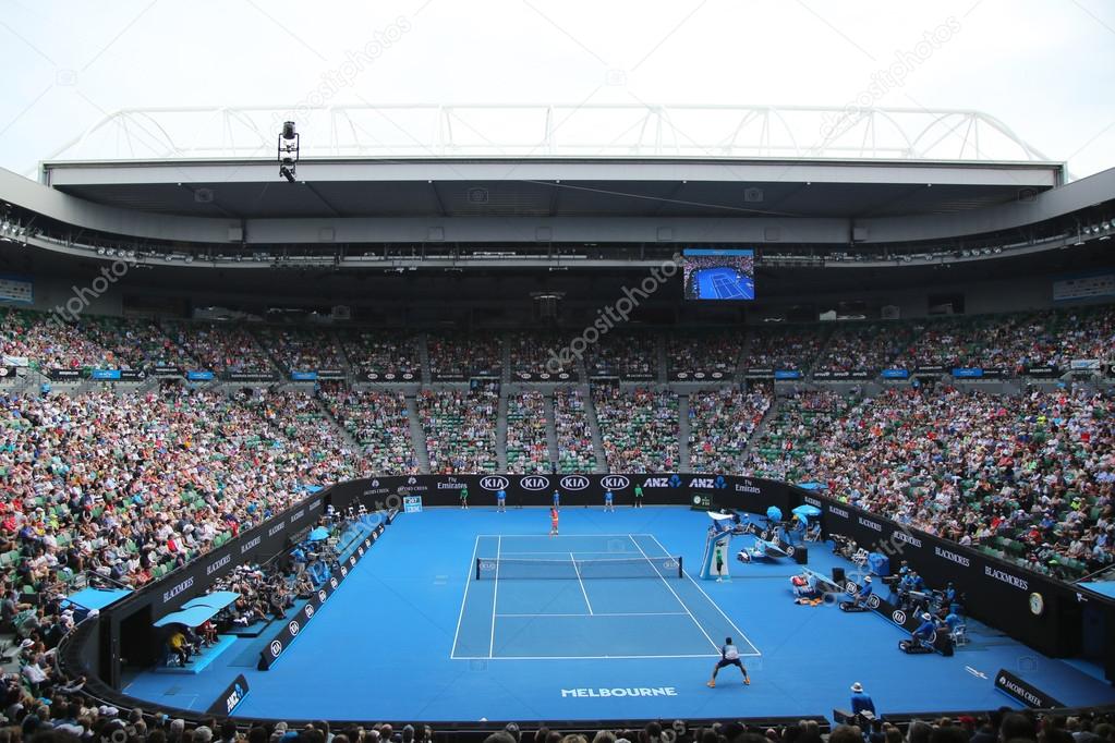 MELBOURNE, AUSTRALIA - JANUARY 25, 2016: Rod Laver arena during Australian Open 2016 match at Australian tennis center in Melbourne Park. It is the main venue for the Australian Open since 1988
