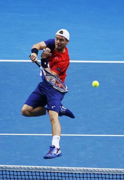 Tweemaal kampioen van de Grand Slam Lleyton Hewitt van Australië in actie tijdens zijn dubbelspel bij Australian Open 2016 — Stockfoto