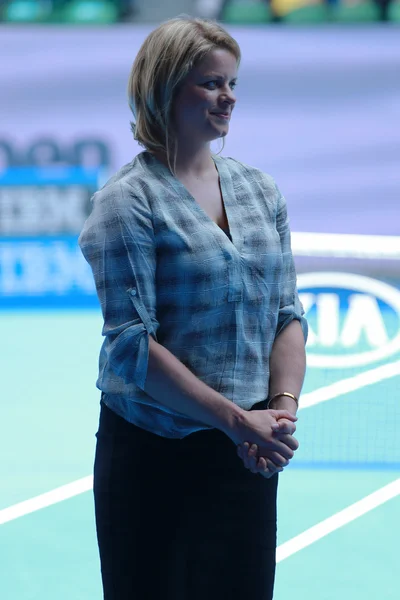 Czterokrotny mistrz Wielkiego Szlema Kim Clijsters z Belgii na arenie Rod Laver podczas Australian Open 2016 — Zdjęcie stockowe