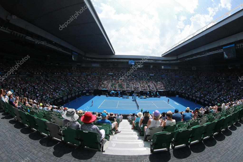 MELBOURNE, AUSTRALIA - JANUARY 28, 2016: Rod Laver Arena during Australian Open 2016 match at Australian tennis center in Melbourne Park. It is the main venue for the Australian Open since 1988