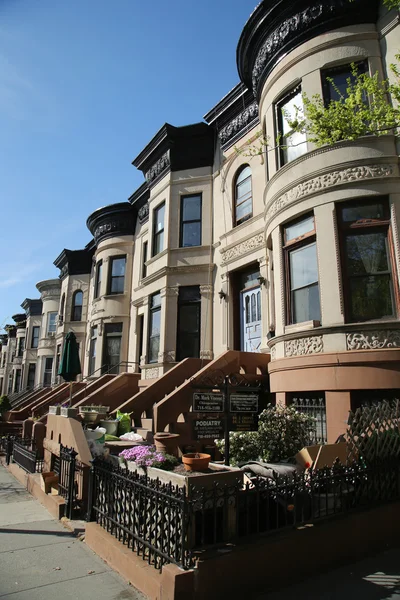 New York City brownstones at historic Prospect Heights in Brooklyn — Stock Photo, Image