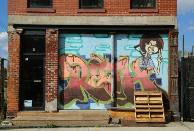 brooklyn kısmında kırmızı kanca duvar sanatı