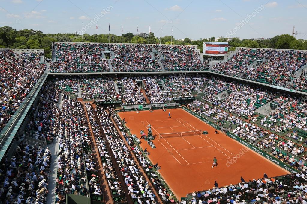 PARIS, FRANCE- MAY 25, 2015: Court Philippe Chatrier at Le Stade Roland Garros during Roland Garros 2015 match in Paris, France
