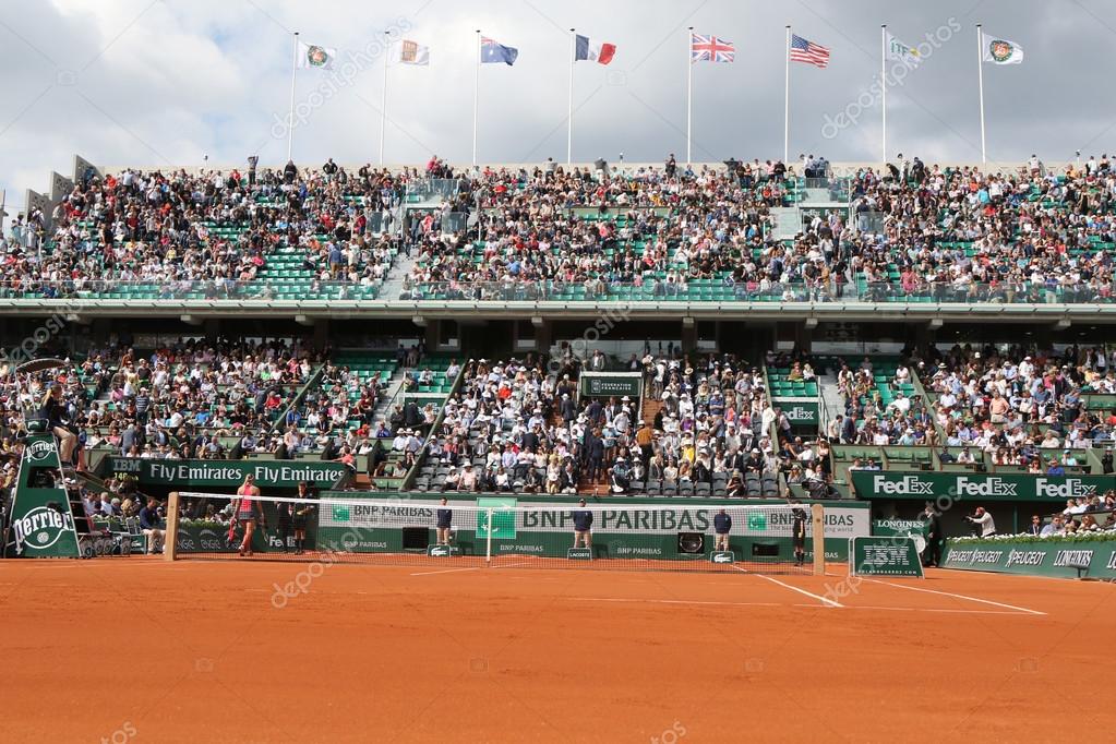 PARIS, FRANCE- MAY 25, 2015: Court Philippe Chatrier at Le Stade Roland Garros during Roland Garros 2015 match in Paris, France