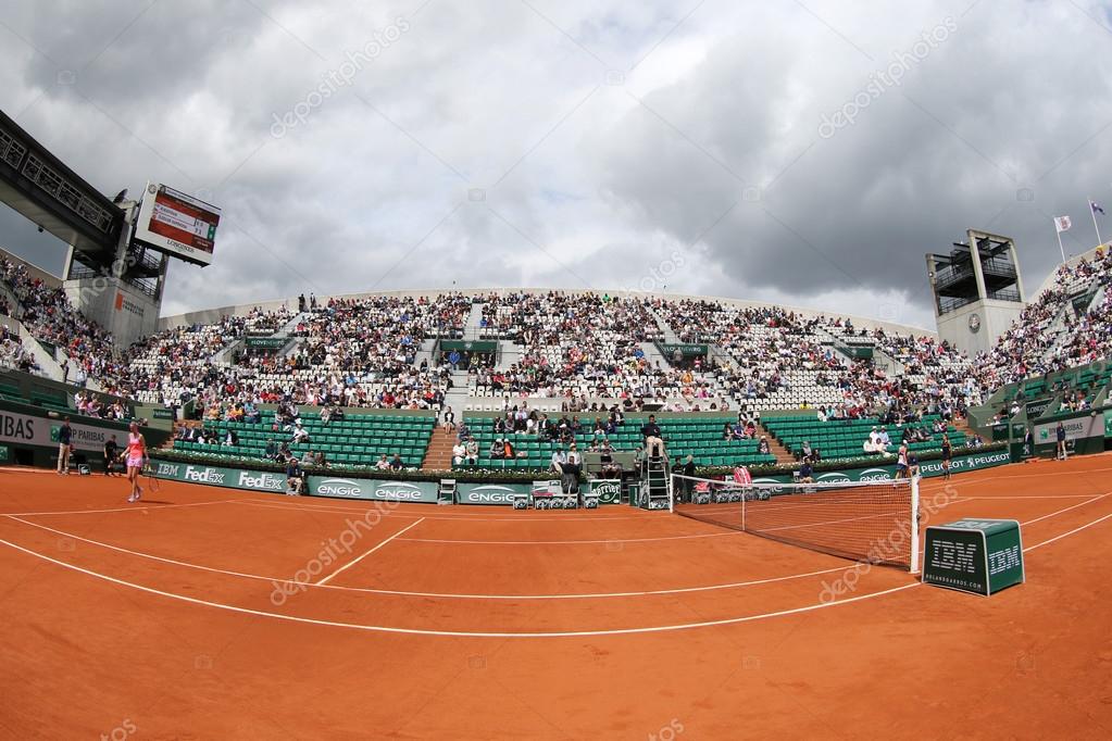 PARIS, FRANCE- MAY 28, 2015: Court Suzanne Lenglen at Le Stade Roland Garros during second round match at Roland Garros 2015 in Paris, France