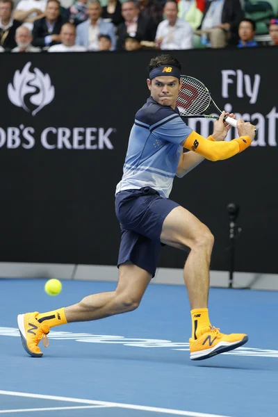 Επαγγελματίας παίκτης του τένις Μήλος Ράονιτς του Καναδά σε δράση κατά τη διάρκεια του Αυστραλιανό Open 2016 4 ματς γύρο — Φωτογραφία Αρχείου