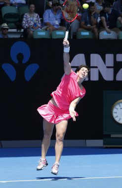  Professional tennis player Carla Suarez Navarro of Spain in action during her quarterfinal match at Australian Open 2016 